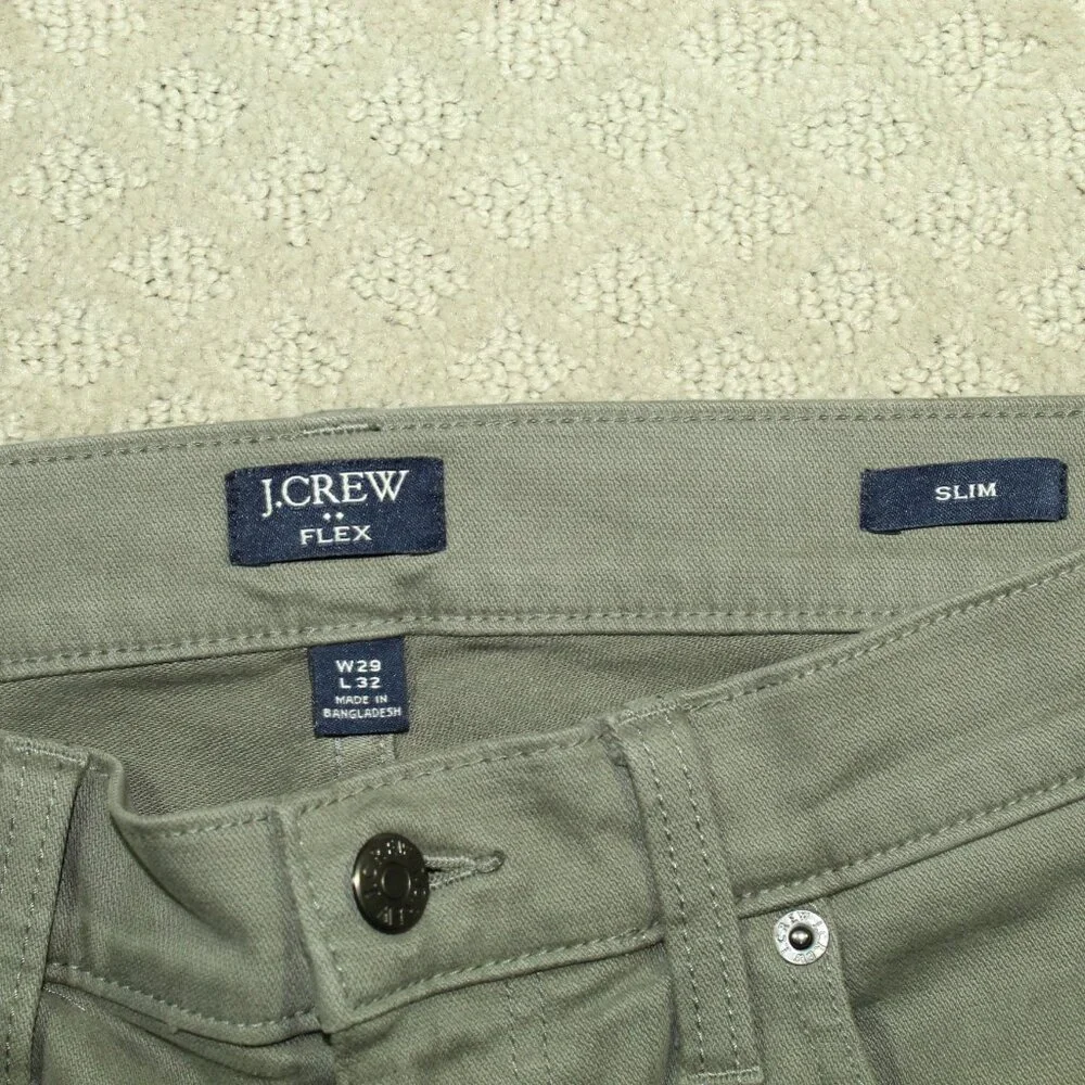 NWOT J. Crew Men's Slim Fit Pants Soft Touch Cotton 29x32 Loden Green